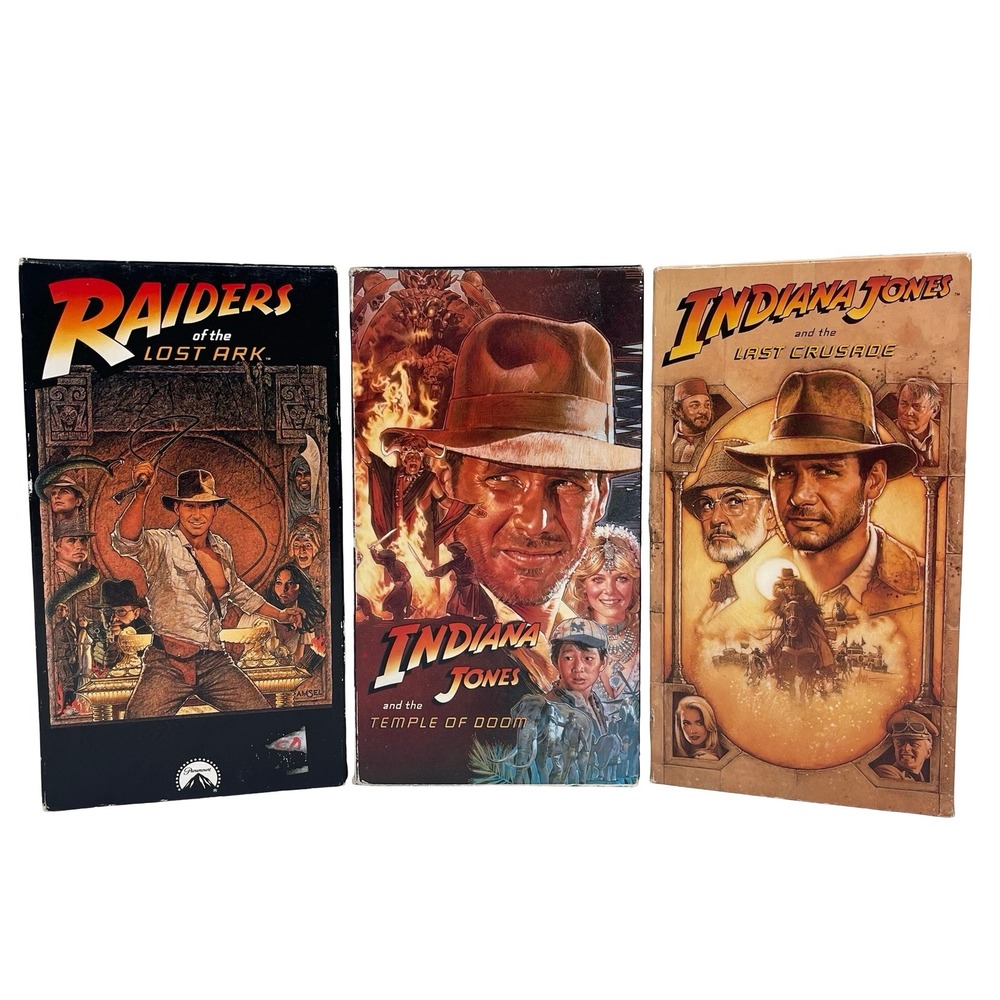 Indiana Jones VHS Trilogy Set Raiders Temple Doom Last Crusade Vintage 80s